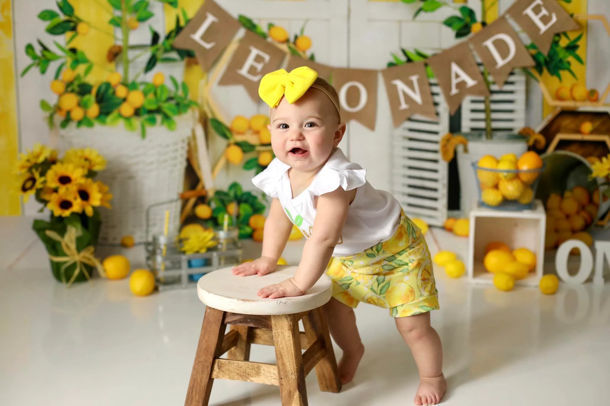 Kate Summer Lemon Backdrop Yellow Stripes Designed by Emetselch - Image 5