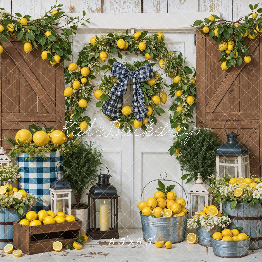Kate Summer Lemon Barn Door Backdrop Designed by Emetselch - Image 2