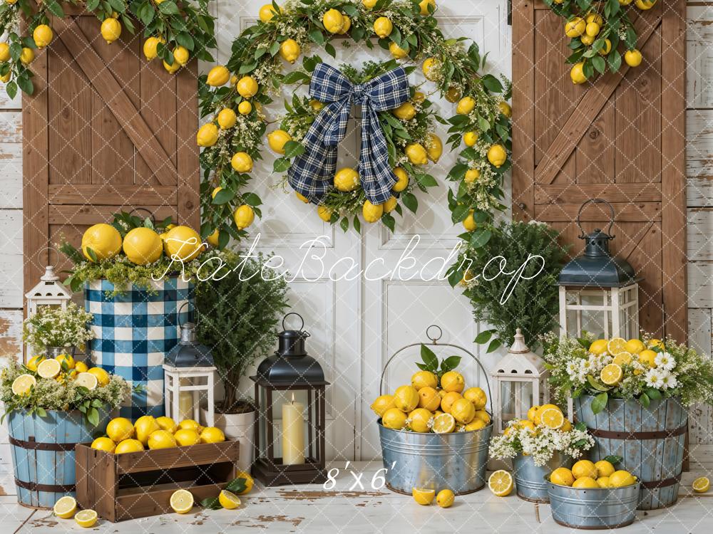 Kate Summer Lemon Barn Door Backdrop Designed by Emetselch - Image 3