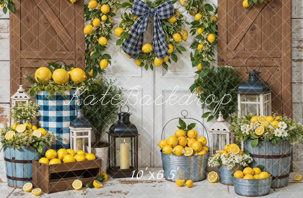 Kate Summer Lemon Barn Door Backdrop Designed by Emetselch - Image 4