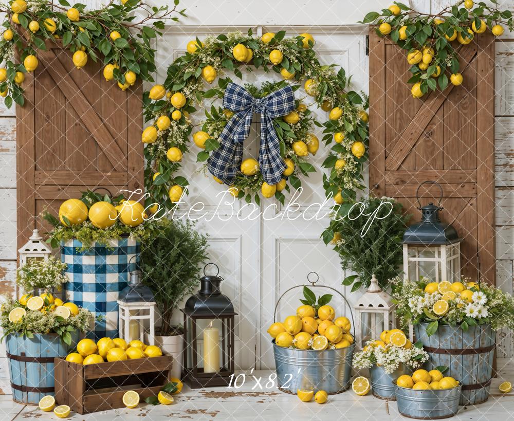 Kate Summer Lemon Barn Door Backdrop Designed by Emetselch - Image 5