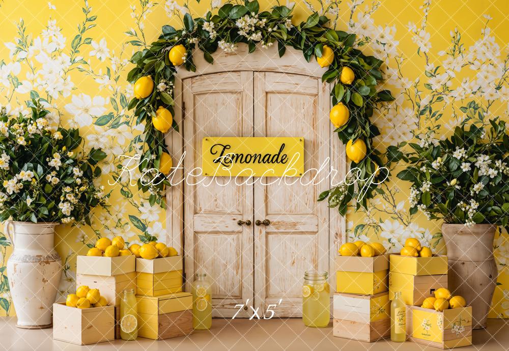 Kate Summer Lemon Floral Yellow Backdrop Designed by Emetselch - Image 2