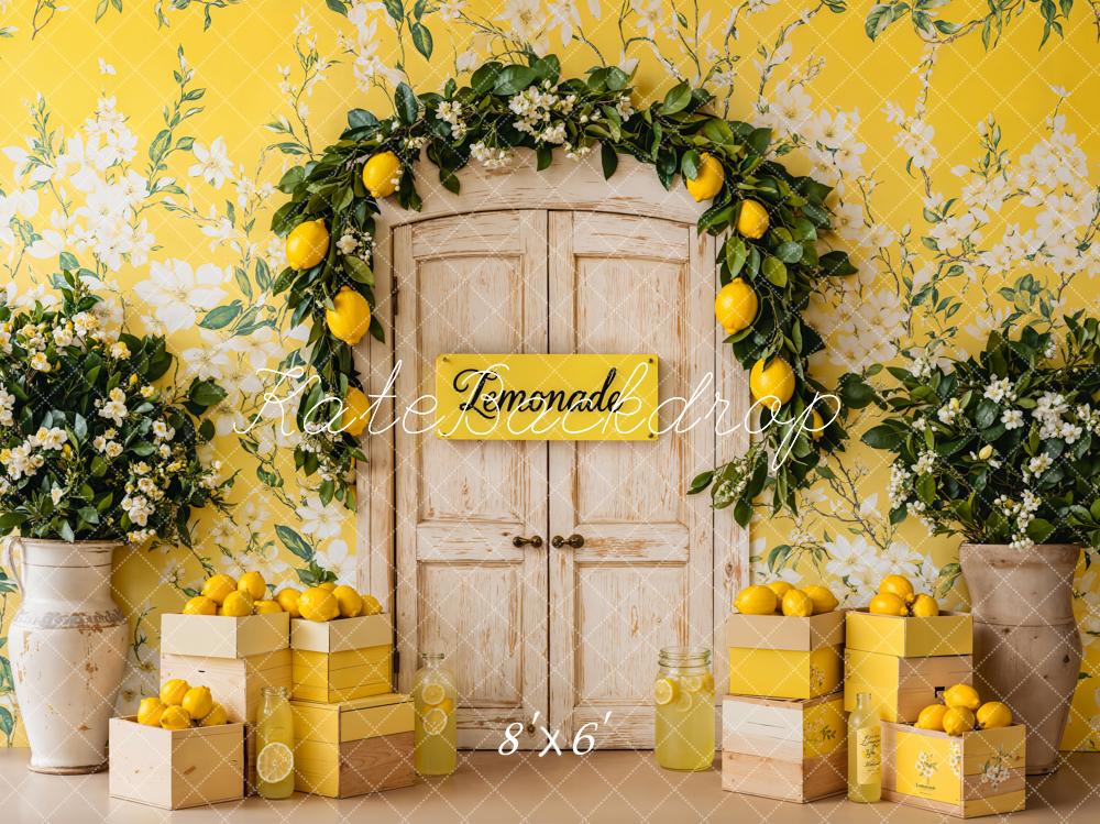 Kate Summer Lemon Floral Yellow Backdrop Designed by Emetselch - Image 5