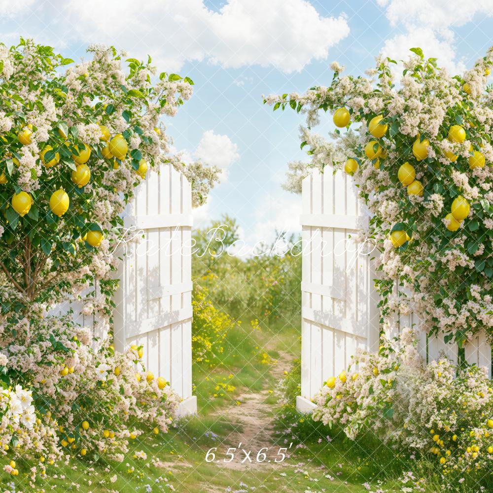 Kate Summer Lemon Garden Gate Backdrop Designed by Emetselch - Image 2