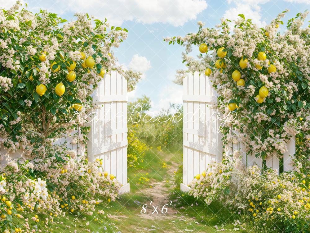 Kate Summer Lemon Garden Gate Backdrop Designed by Emetselch - Image 3