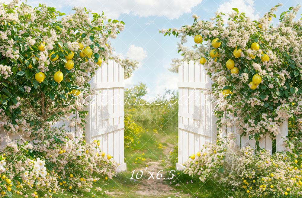 Kate Summer Lemon Garden Gate Backdrop Designed by Emetselch - Image 4