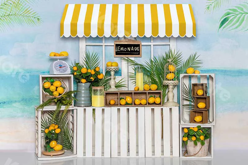 Kate Summer Lemonade Stand Beach Backdrop Designed by Emetselch - Image 2