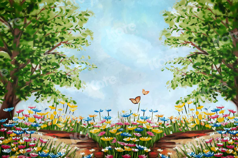 Kate Summer Oil Painting Trees Scenery Backdrops - Image 5