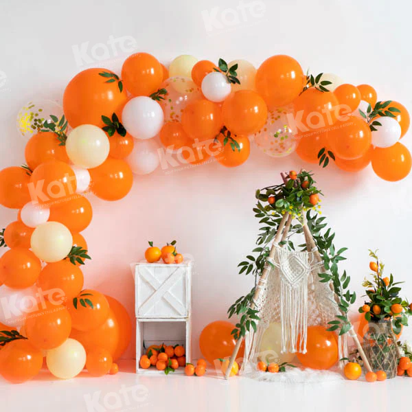 Kate Summer Orange Balloon Tent Backdrop Designed by Emetselch - Image 2