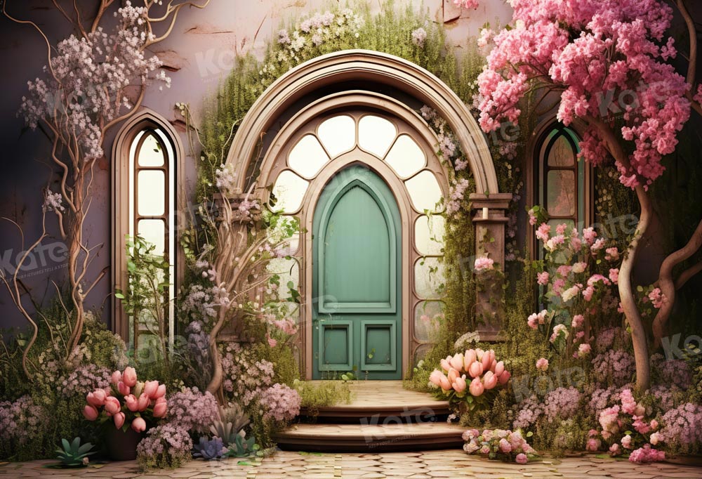 Kate Summer Pink Flower Tree House Backdrop Designed by Emetselch - Image 2