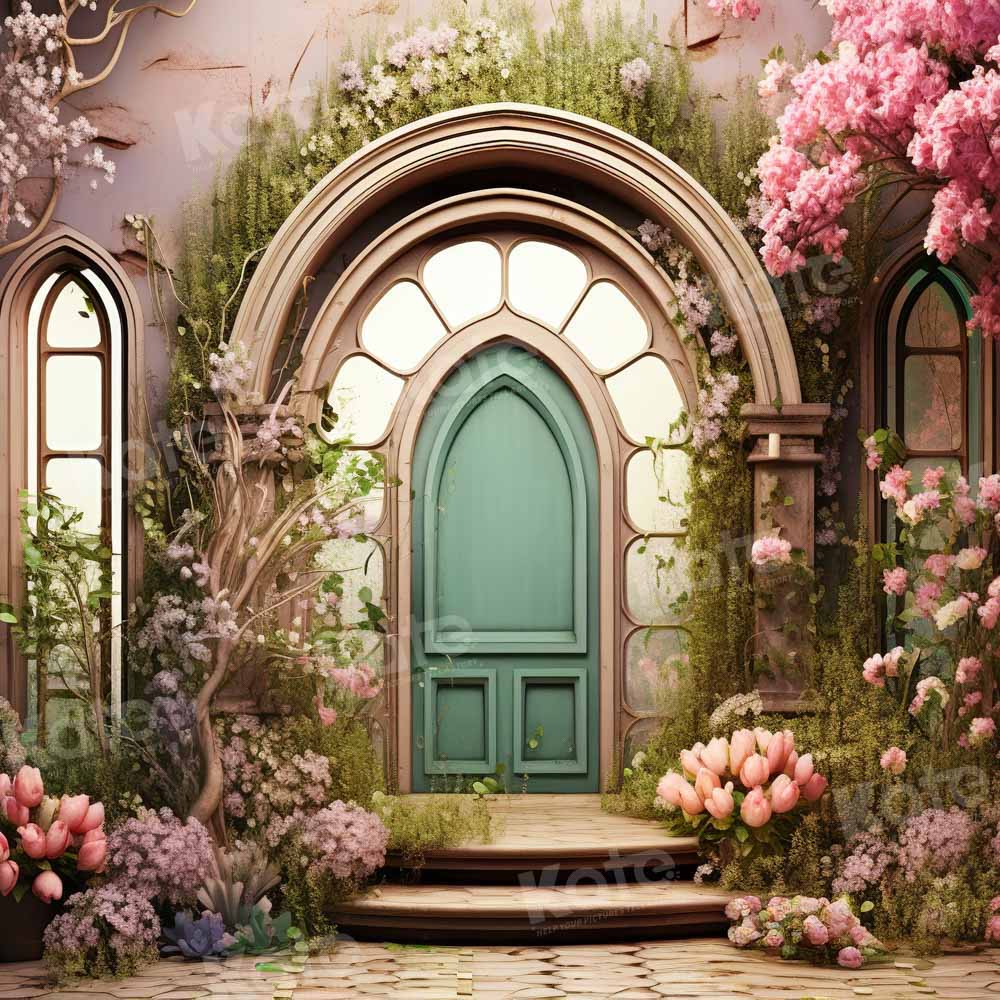 Kate Summer Pink Flower Tree House Backdrop Designed by Emetselch - Image 4