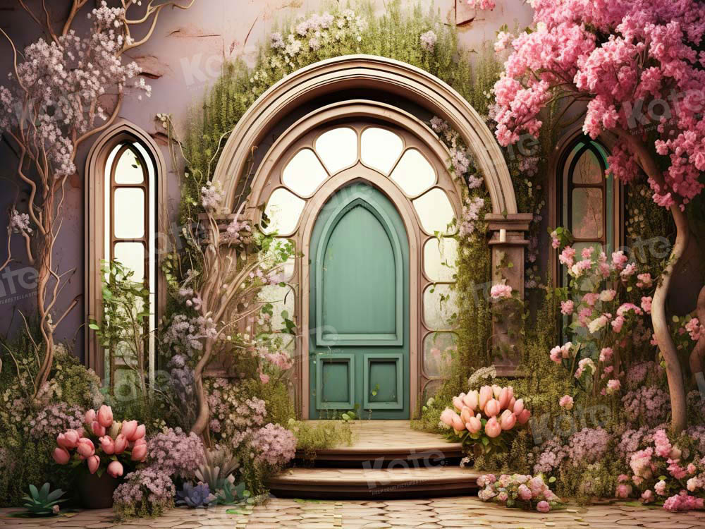 Kate Summer Pink Flower Tree House Backdrop Designed by Emetselch - Image 5