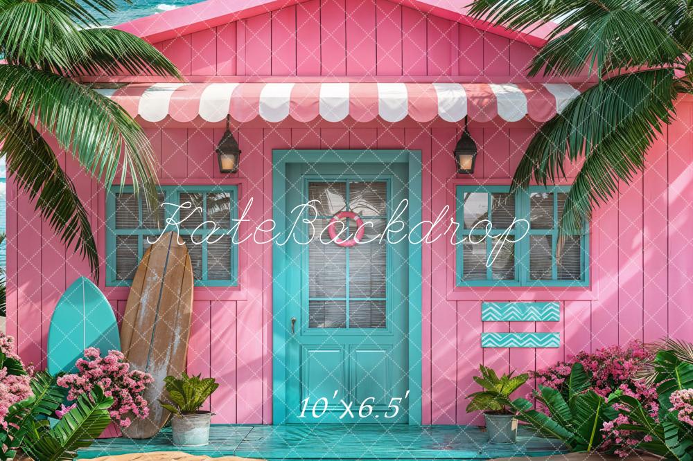 Kate Summer Pink Hut Sea Backdrop Designed by Chain Photography - Image 4