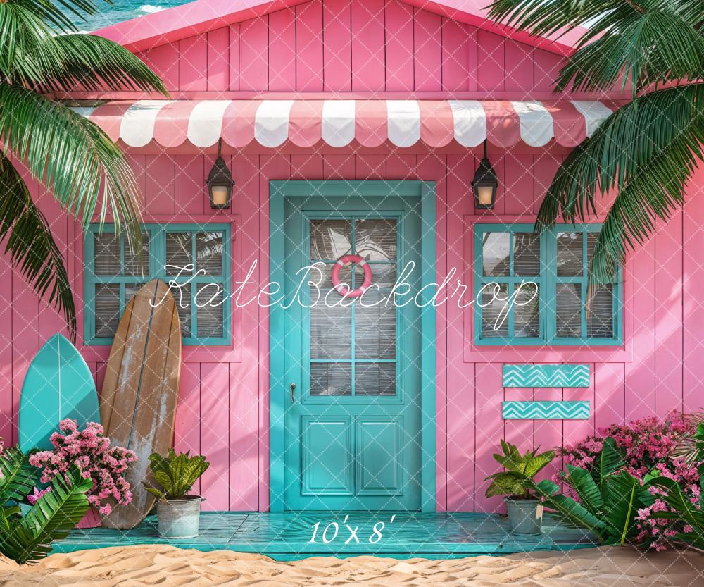 Kate Summer Pink Hut Sea Backdrop Designed by Chain Photography - Image 5