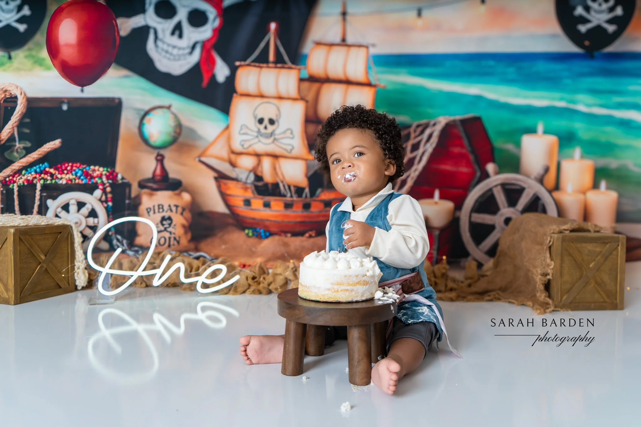 Kate Summer Pirate Adventure Beach Sailboat Backdrop Designed by Ashley Paul - Image 3