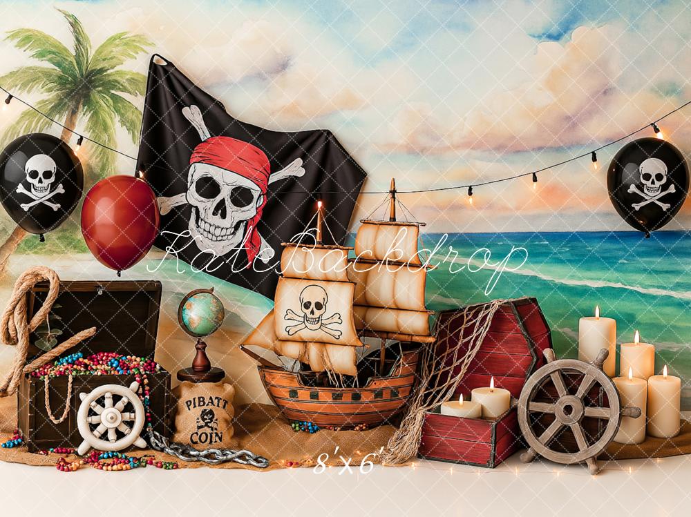 Kate Summer Pirate Adventure Beach Sailboat Backdrop Designed by Ashley Paul - Image 5