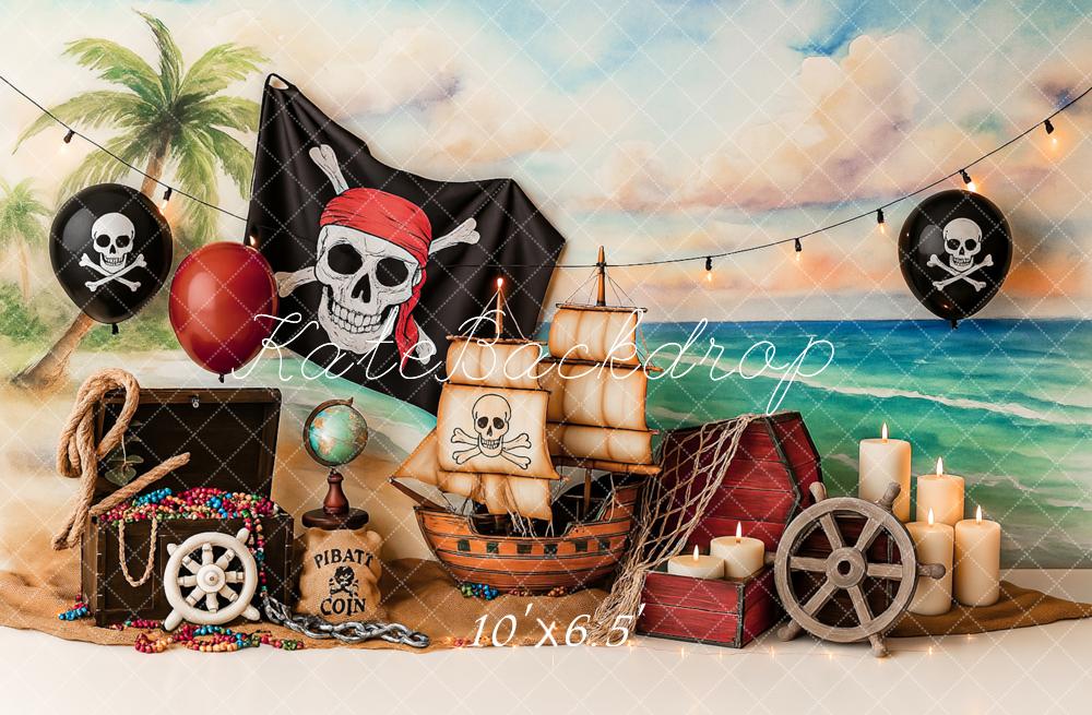 Kate Summer Pirate Adventure Beach Sailboat Backdrop Designed by Ashley Paul - Image 6