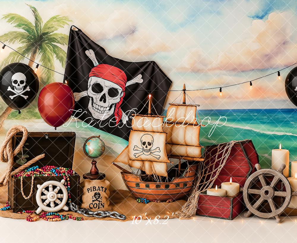 Kate Summer Pirate Adventure Beach Sailboat Backdrop Designed by Ashley Paul - Image 7