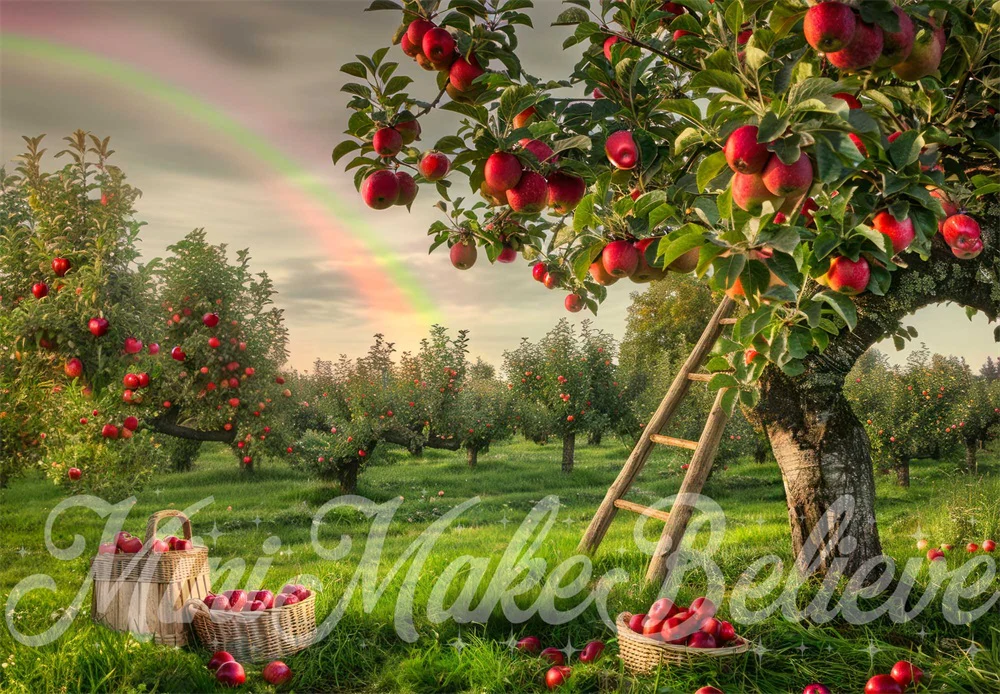 Kate Summer Rainbow Wooden Ladder Apple Orchard Backdrop Designed by Mini MakeBelieve - Image 2