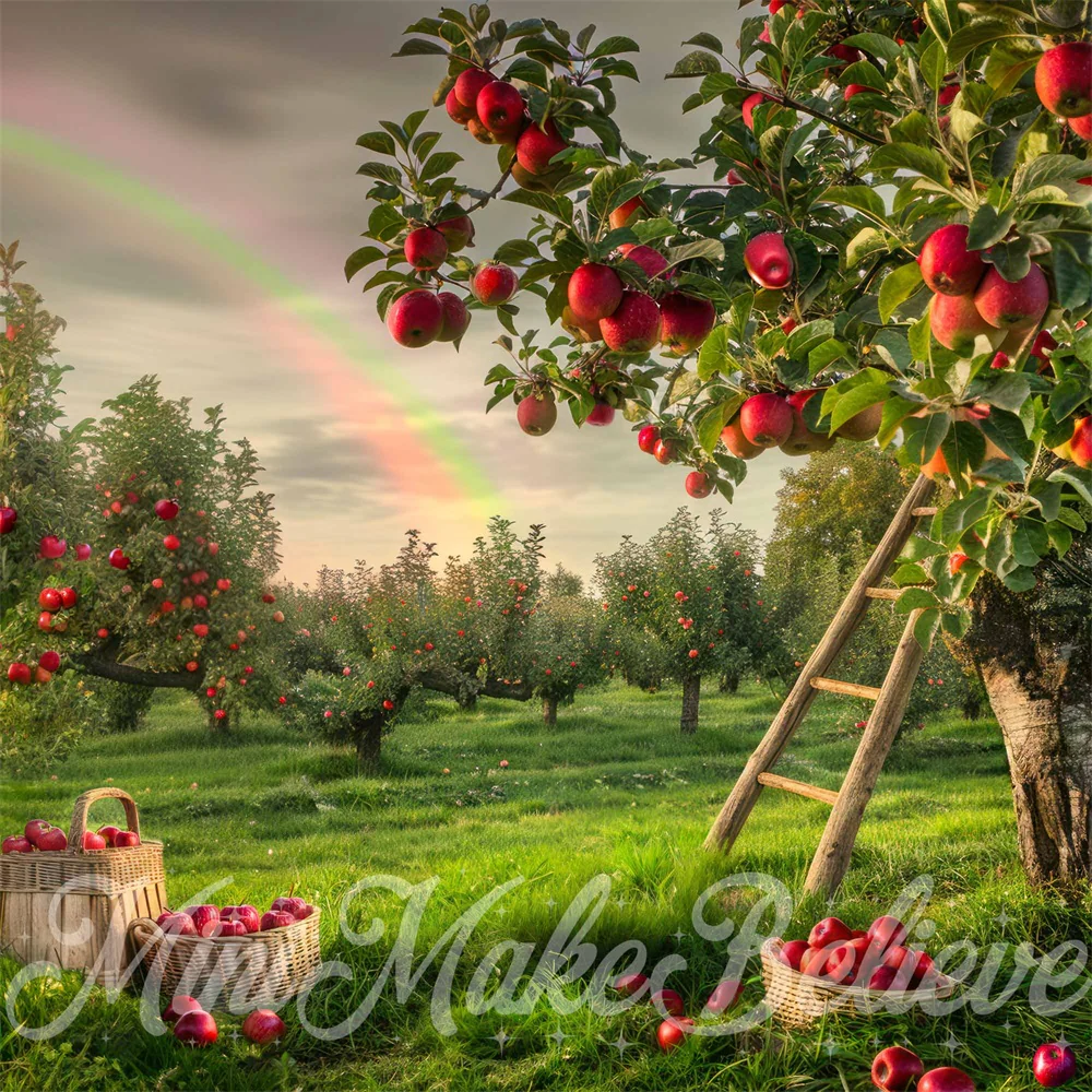 Kate Summer Rainbow Wooden Ladder Apple Orchard Backdrop Designed by Mini MakeBelieve - Image 4