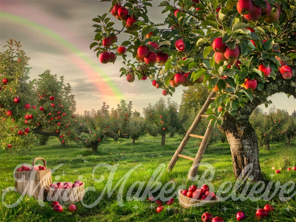 Kate Summer Rainbow Wooden Ladder Apple Orchard Backdrop Designed by Mini MakeBelieve - Image 5