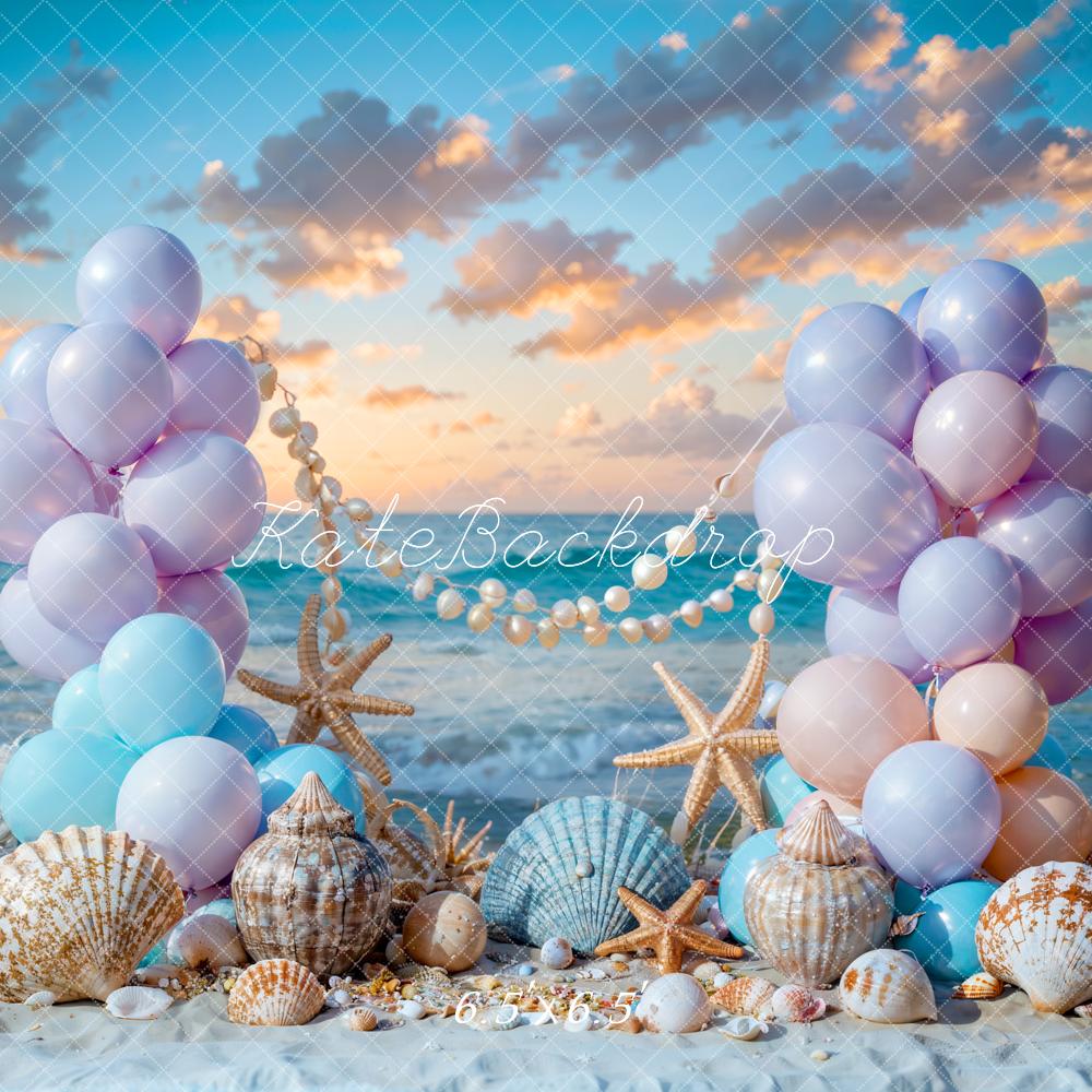 Kate Summer Sea Beach Balloon Mermaid Backdrop Designed by Chain Photography - Image 2