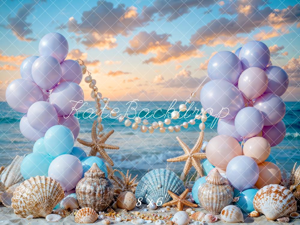 Kate Summer Sea Beach Balloon Mermaid Backdrop Designed by Chain Photography - Image 3