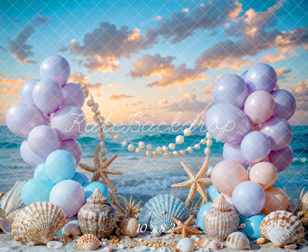 Kate Summer Sea Beach Balloon Mermaid Backdrop Designed by Chain Photography - Image 5