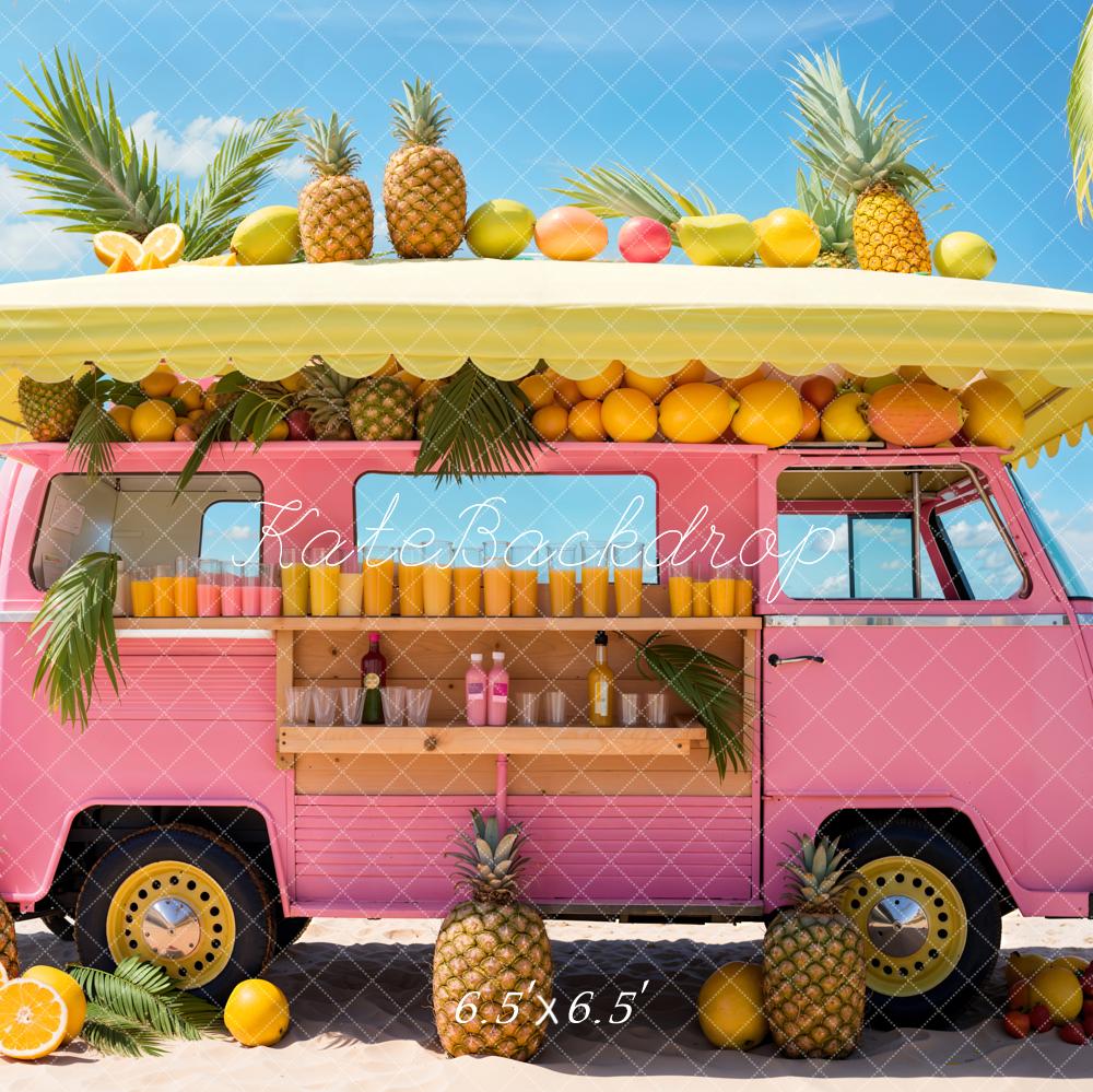 Kate Summer Sea Beach Pink Car Fruit Store Backdrop Designed by Emetselch - Image 2