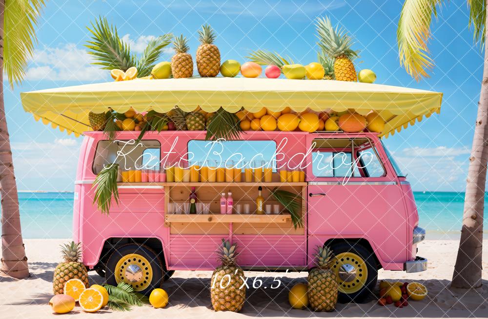 Kate Summer Sea Beach Pink Car Fruit Store Backdrop Designed by Emetselch - Image 4