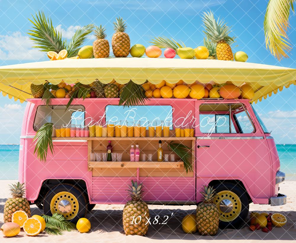 Kate Summer Sea Beach Pink Car Fruit Store Backdrop Designed by Emetselch - Image 5
