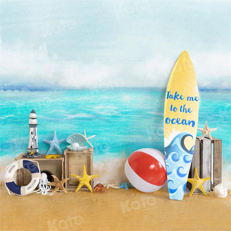 Kate Summer Sea Ocean Surfboard Beach Backdrop for Photography - Image 2