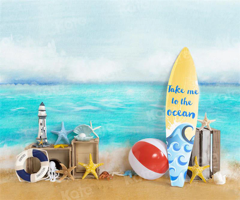 Kate Summer Sea Ocean Surfboard Beach Backdrop for Photography - Image 3