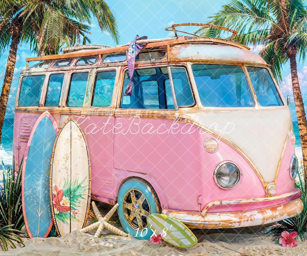 Kate Summer Sea Seaside Surfboard Pink Car Backdrop Designed by Emetselch - Image 7