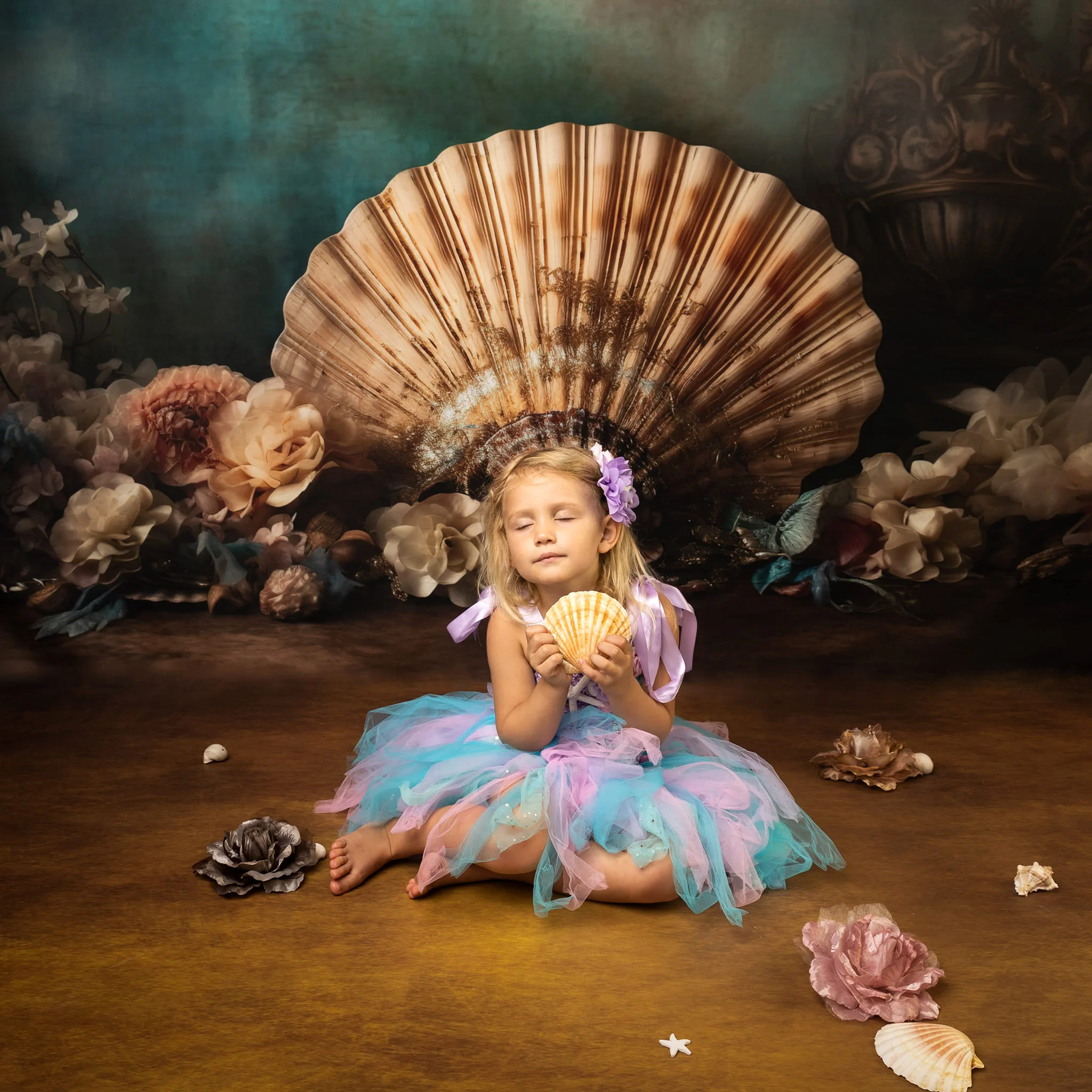 Kate Summer Seashell Flowers Backdrop Designed by Patty Robert - Image 3
