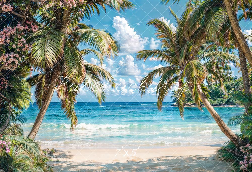 Kate Summer Seaside Beach Trees Blue Sky Backdrop Designed by Emetselch - Image 2