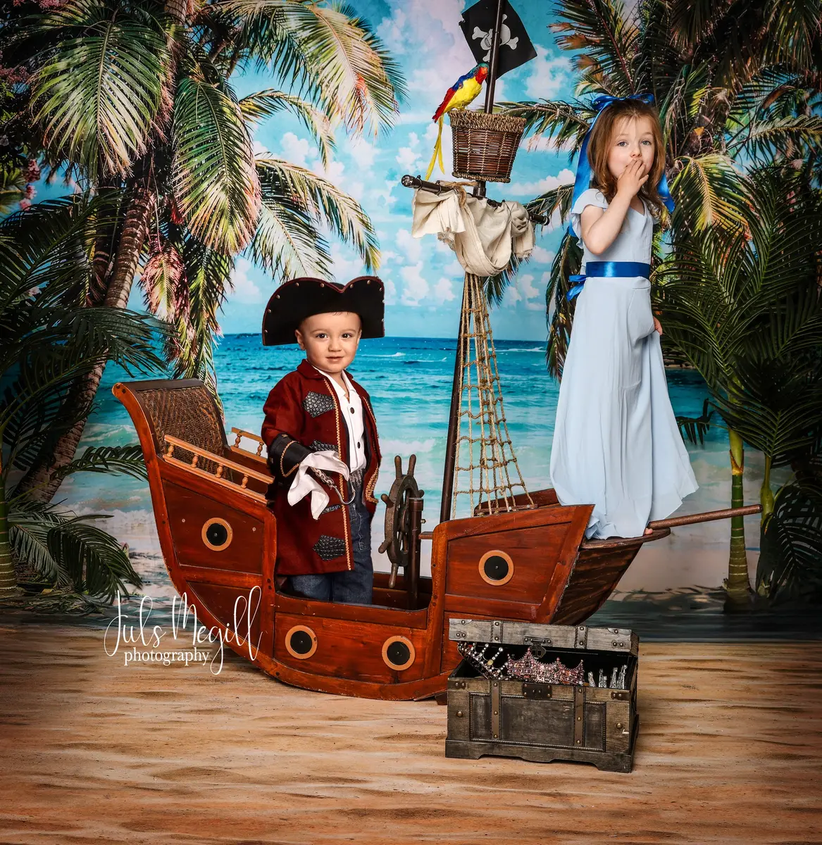 Kate Summer Seaside Beach Trees Blue Sky Backdrop Designed by Emetselch - Image 3