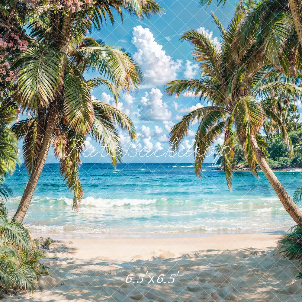Kate Summer Seaside Beach Trees Blue Sky Backdrop Designed by Emetselch - Image 4