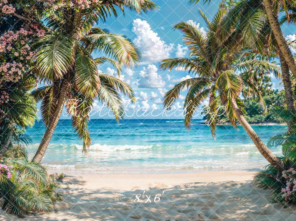 Kate Summer Seaside Beach Trees Blue Sky Backdrop Designed by Emetselch - Image 5