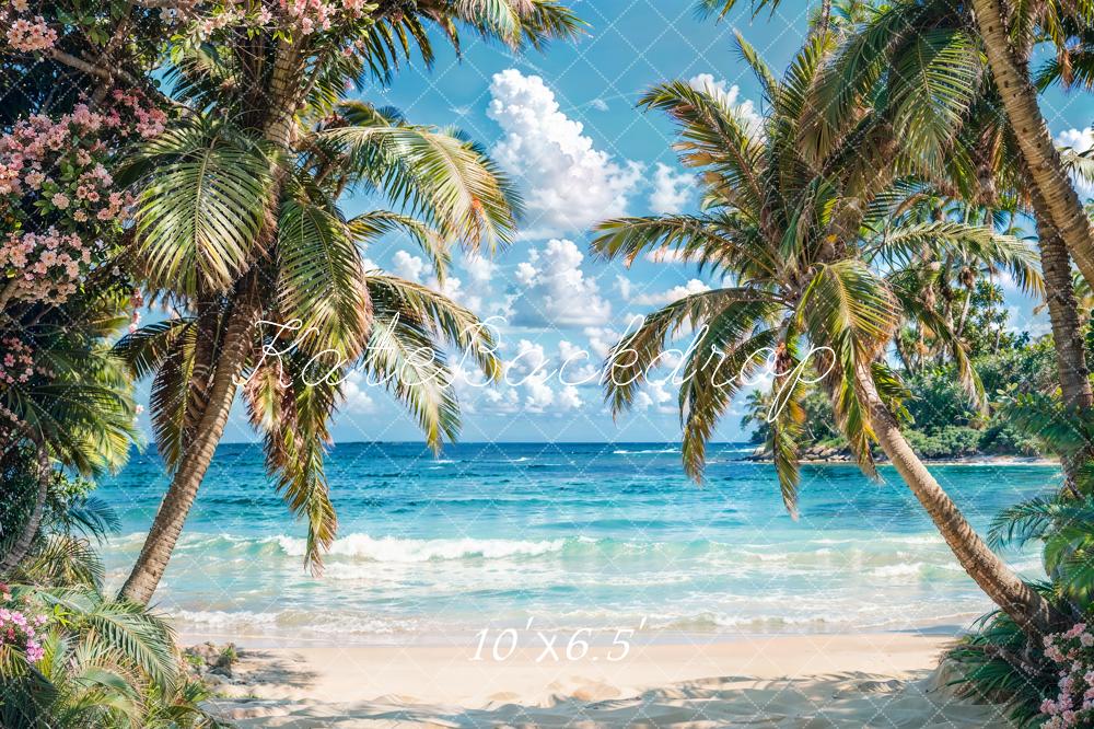 Kate Summer Seaside Beach Trees Blue Sky Backdrop Designed by Emetselch - Image 6