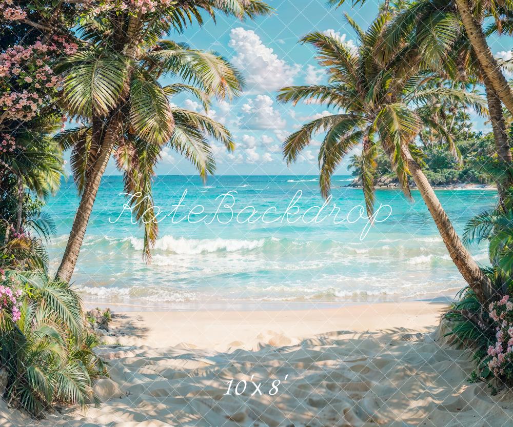 Kate Summer Seaside Beach Trees Blue Sky Backdrop Designed by Emetselch - Image 7