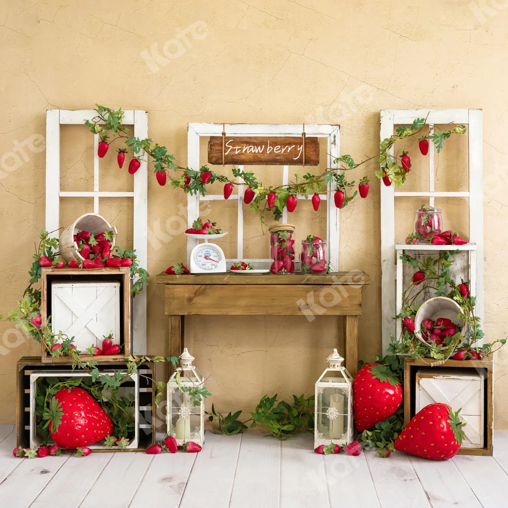 Kate Summer Strawberries Children Cake Smash Backdrop Designed by Emetselch - Image 2