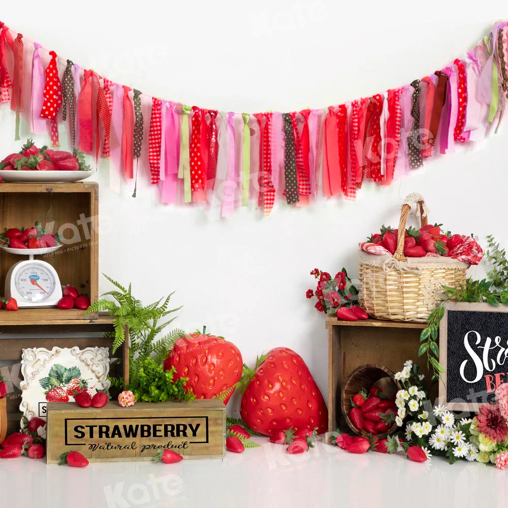 Kate Summer Strawberry Cake Smash Backdrop Designed by Emetselch - Image 2