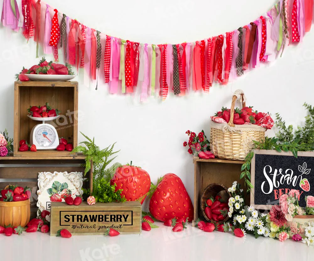 Kate Summer Strawberry Cake Smash Backdrop Designed by Emetselch - Image 3