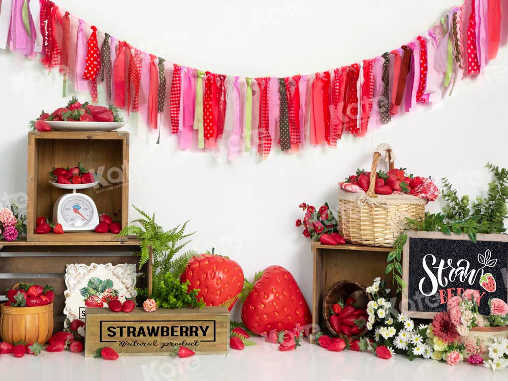 Kate Summer Strawberry Cake Smash Backdrop Designed by Emetselch - Image 4