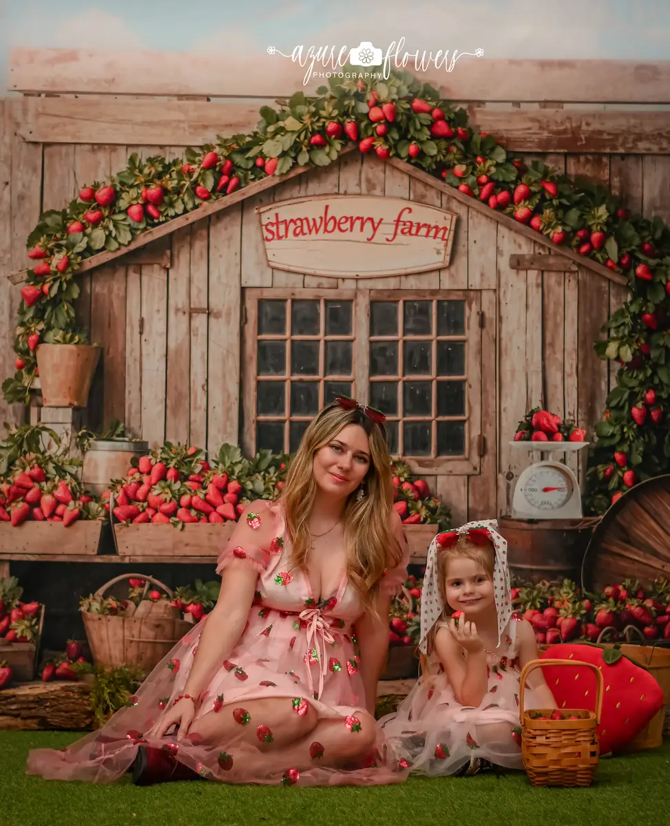 Kate Summer Strawberry Farm Wooden House Backdrop Designed by Emetselch - Image 4