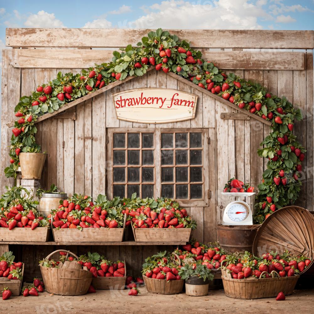 Kate Summer Strawberry Farm Wooden House Backdrop Designed by Emetselch - Image 6