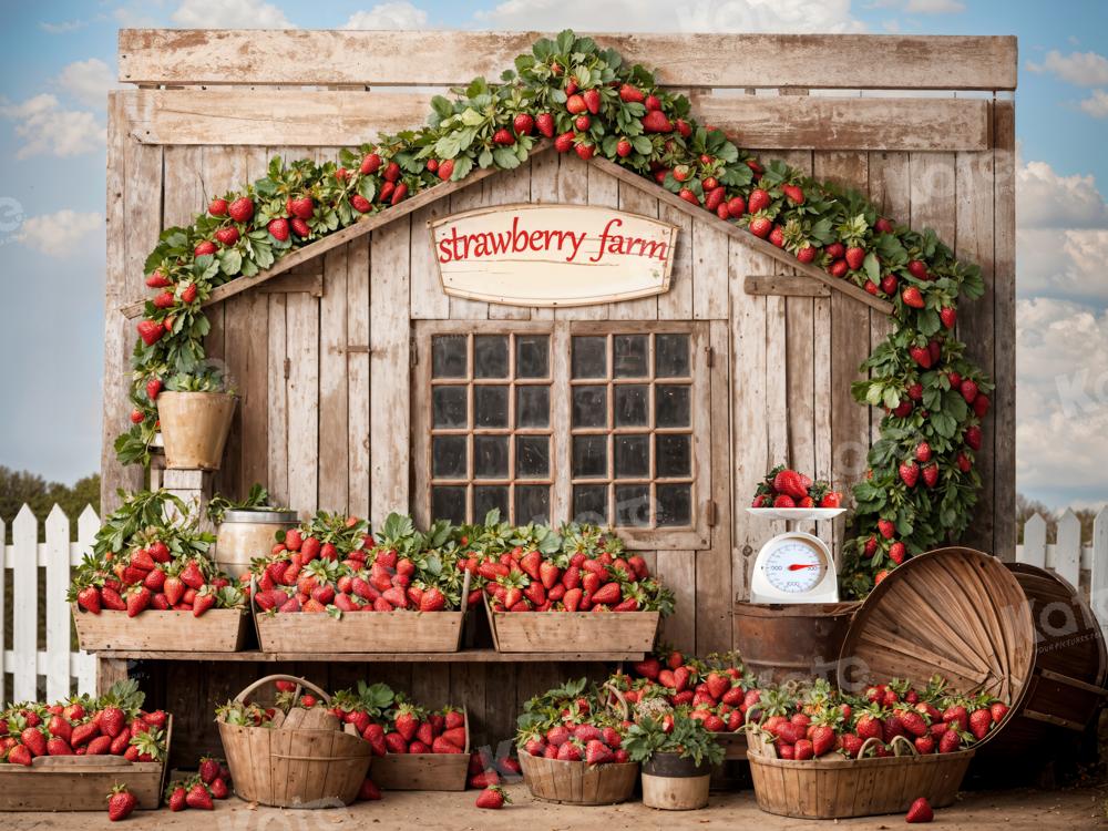 Kate Summer Strawberry Farm Wooden House Backdrop Designed by Emetselch - Image 8