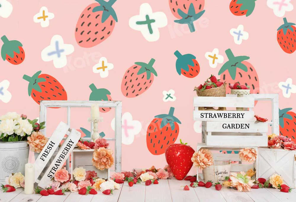Kate Summer Strawberry Pink Backdrop Designed by Emetselch - Image 2