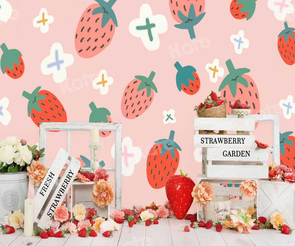 Kate Summer Strawberry Pink Backdrop Designed by Emetselch - Image 5